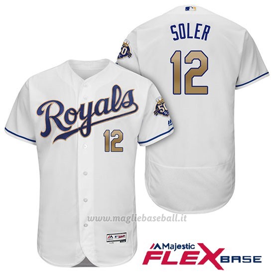 Maglia Baseball Uomo Kansas City Royals Jorge Soler Bianco 50th Season Alterner Flex Base